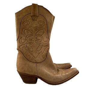 Penny Loves Kenny High Noon Women’s Sz 8.5 Tan Leather Cowboy Boots Pointed Toe